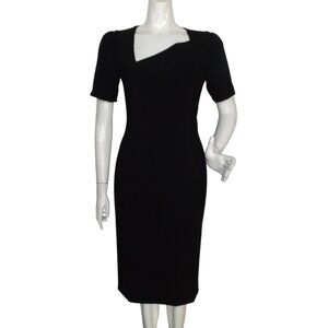 DRESS THE POPULATION Dress, S, Black, Asymmetrical Neckline, Short sleeves, RUTH